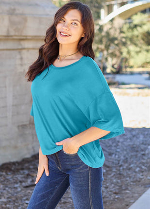 Basic Bae Full Size Round Neck Drop Shoulder T-Shirt - MimiStylez