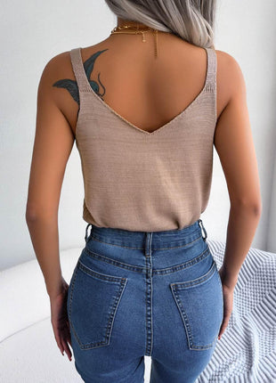 Openwork Scoop Neck Knit Tank Top - MimiStylez