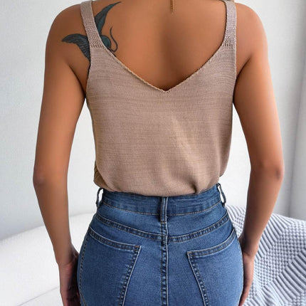 Openwork Scoop Neck Knit Tank Top - MimiStylez