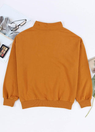 Quarter Zip Dropped Shoulder Sweatshirt - MimiStylez