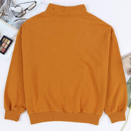 Quarter Zip Dropped Shoulder Sweatshirt - MimiStylez