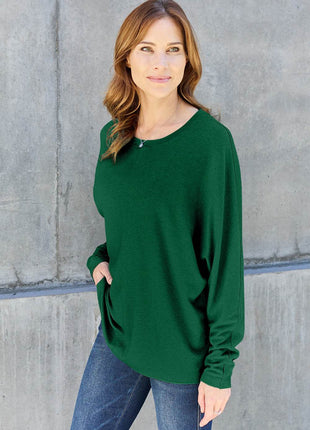 Double Take Full Size Round Neck Long Sleeve T-Shirt - MimiStylez