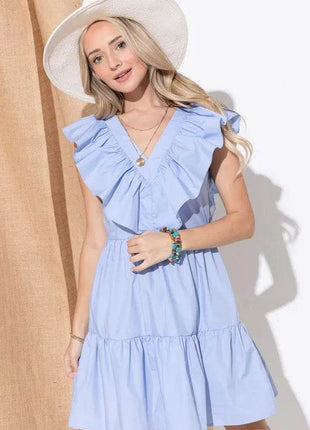And The Why Chevron Ruffle Florence Hem Casual Dress - MimiStylez