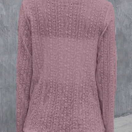 Eyelet Roll-Tab Sleeve Cardigan - MimiStylez