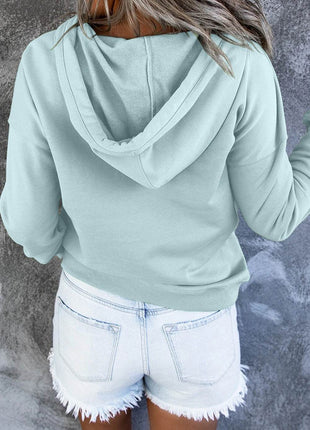 Dropped Shoulder Long Sleeve Hoodie with Pocket - MimiStylez