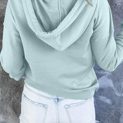 Dropped Shoulder Long Sleeve Hoodie with Pocket - MimiStylez