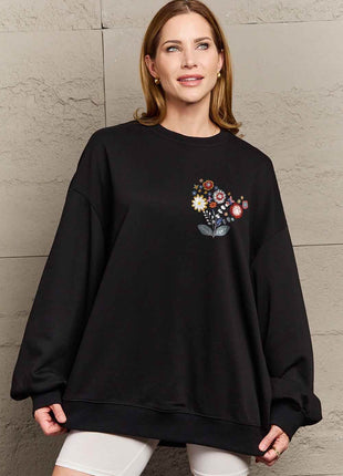 Simply Love Full Size Flower Graphic Sweatshirt - MimiStylez