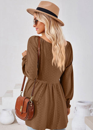 V-Neck Lantern Sleeve Blouse - MimiStylez