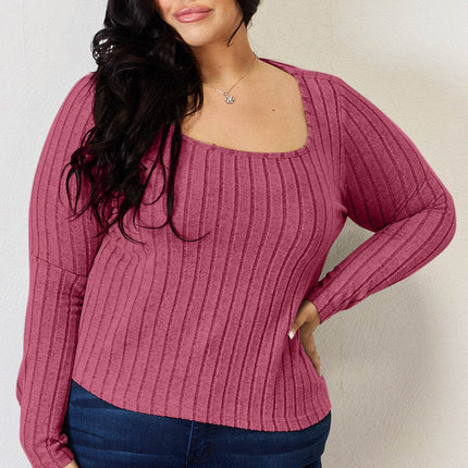 Basic Bae Full Size Ribbed Long Sleeve T-Shirt - MimiStylez