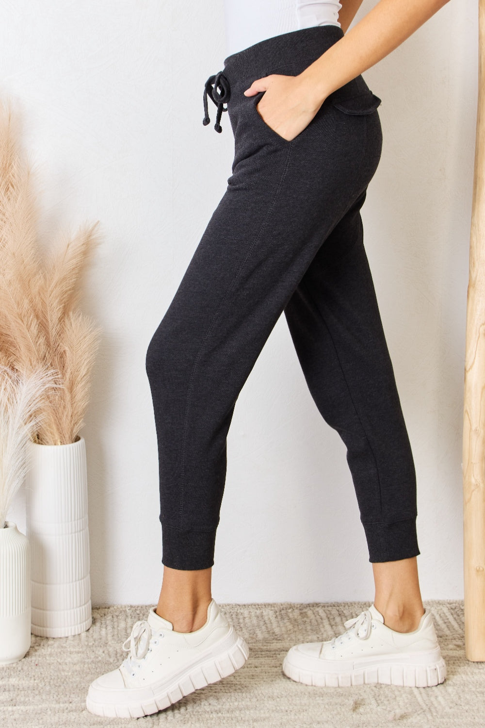 RISEN Soft Knit Drawstring Cropped Joggers