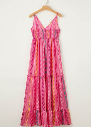 Printed Surplice Maxi Cami Dress - MimiStylez