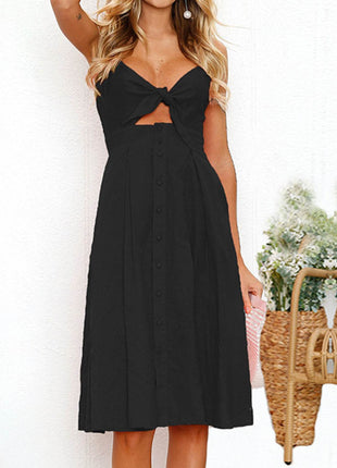 Cutout Smocked Sweetheart Neck Cami Dress - MimiStylez