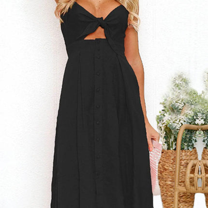 Cutout Smocked Sweetheart Neck Cami Dress - MimiStylez