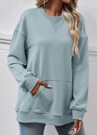 Round Neck Long Sleeve Sweatshirt - MimiStylez