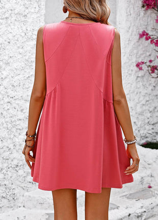 V-Neck Sleeveless Mini Dress - MimiStylez