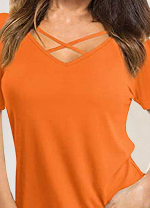 Crisscross Short Sleeve T-Shirt - MimiStylez