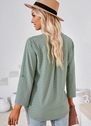 Notched Roll-Tab Sleeve T-Shirt - MimiStylez