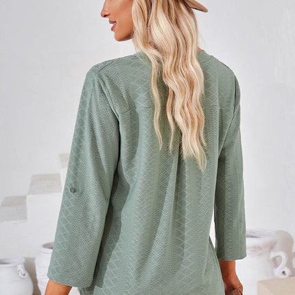 Notched Roll-Tab Sleeve T-Shirt - MimiStylez