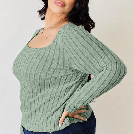 Basic Bae Full Size Ribbed Long Sleeve T-Shirt - MimiStylez