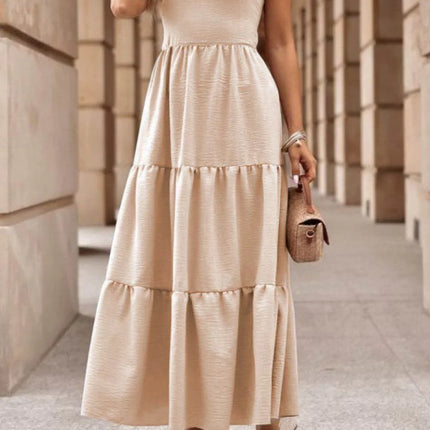 Tiered Crisscross Spaghetti Strap Dress - MimiStylez