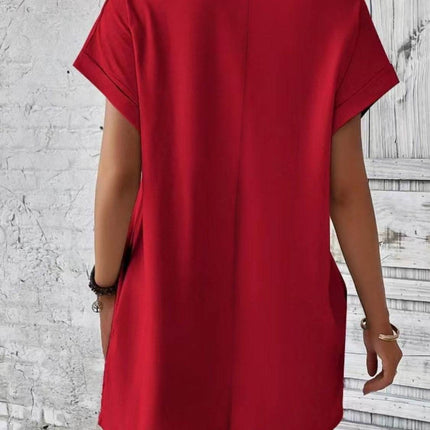 Pocketed Round Neck Short Sleeve Dress - MimiStylez