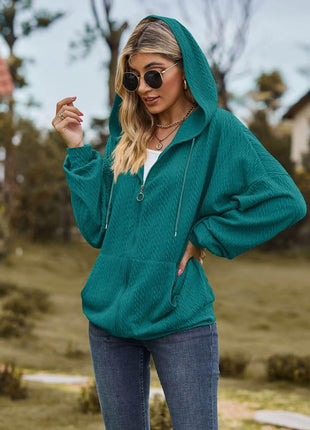 Cable-Knit Long Sleeve Hooded Jacket - MimiStylez
