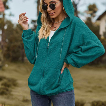 Cable-Knit Long Sleeve Hooded Jacket - MimiStylez