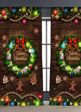 2PCs Christmas Curtain 3D Printing Curtain