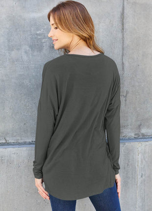 Basic Bae Full Size Round Neck Dropped Shoulder T-Shirt - MimiStylez