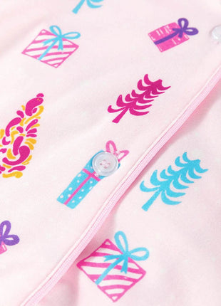 Printed Collared Neck Long Sleeve Lounge Dress - MimiStylez