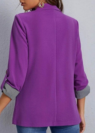 Lapel Collar Roll-Tab Sleeve Blazer - MimiStylez