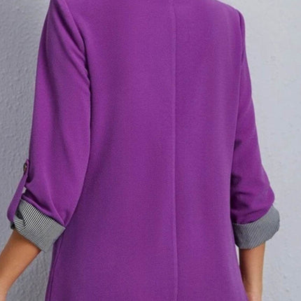 Lapel Collar Roll-Tab Sleeve Blazer - MimiStylez