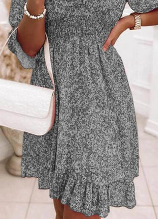 Full Size Ruffled Hem Floral Dress Plus Size - MimiStylez