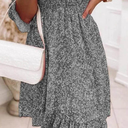 Full Size Ruffled Hem Floral Dress Plus Size - MimiStylez