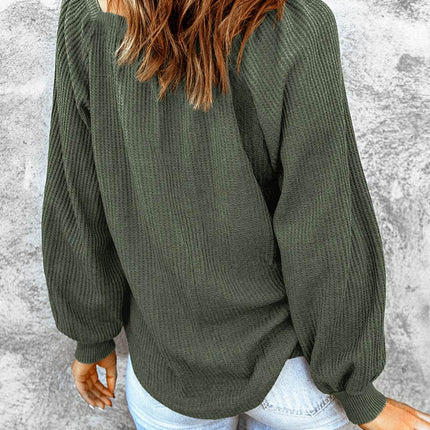 Square Neck Waffle-Knit Top - MimiStylez