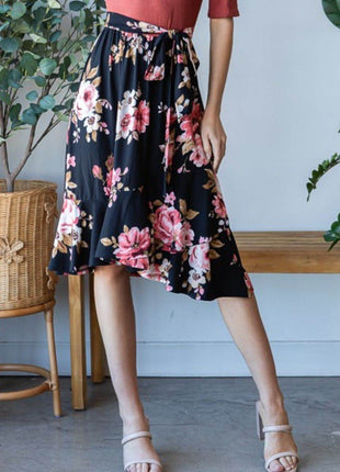 Reborn J Floral Wrap Ruffle Hem Skirt - MimiStylez