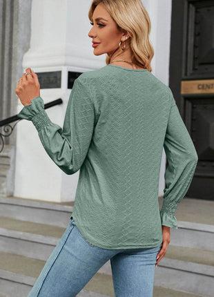 V-Neck Flounce Sleeve Blouse - MimiStylez