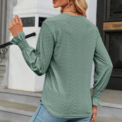 V-Neck Flounce Sleeve Blouse - MimiStylez