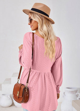 V-Neck Lantern Sleeve Blouse - MimiStylez