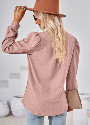 Notched Long Sleeve T-Shirt - MimiStylez