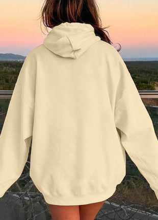 Drawstring Dropped Shoulder Hoodie - MimiStylez