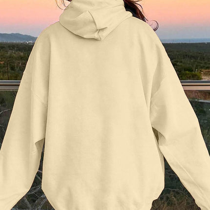Drawstring Dropped Shoulder Hoodie - MimiStylez