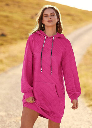 Textured Drawstring Tunic Hoodie - MimiStylez