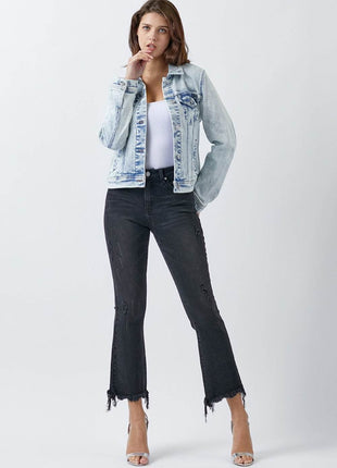 RISEN Button Up Washed Denim Jacket - MimiStylez