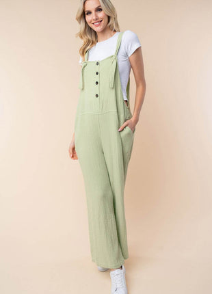White Birch Texture Sleeveless Wide Leg Jumpsuit - MimiStylez
