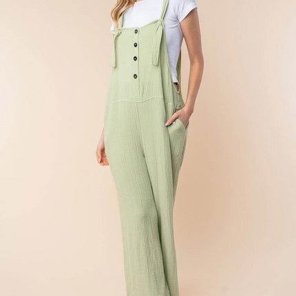White Birch Texture Sleeveless Wide Leg Jumpsuit - MimiStylez