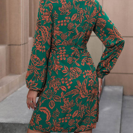 Floral Balloon Sleeve Mini Dress - MimiStylez