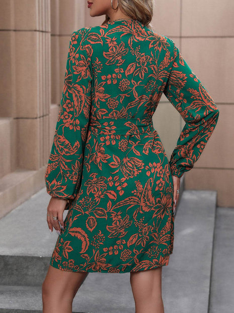 Floral Balloon Sleeve Mini Dress - MimiStylez