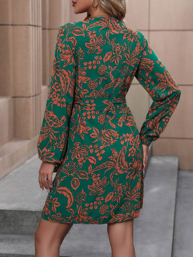 Floral Balloon Sleeve Mini Dress - MimiStylez
