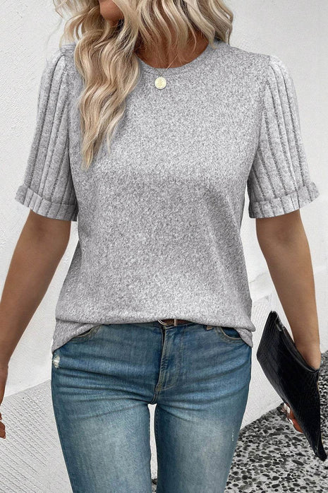 Round Neck Short Sleeve T-Shirt - MimiStylez